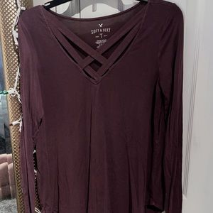 American Eagle Maroon Long Sleeve